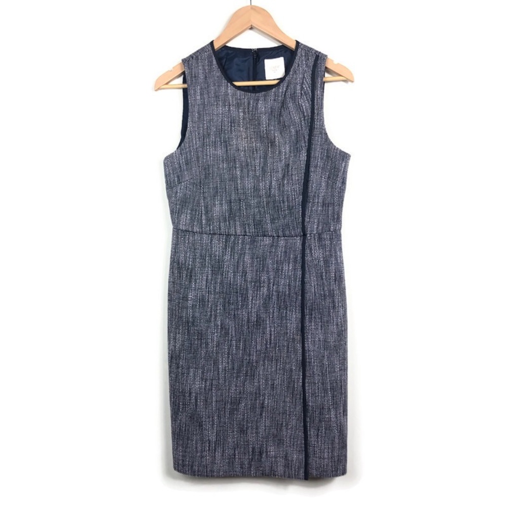 J. Crew Suiting Navy Tweed Dress EUC! No Size Tag - Picture 4 of 7